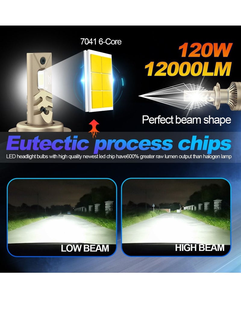 DXB-C FALCON H4/9003/HB2 LED Car Headlight Bulbs, 120W 12000LM 300% Extremely Bright Light, 6500K Cool White LED Bulb for Low Beam and High Beam Headlights, Plug and Play, IP68 - Pack of 2 - Image 5
