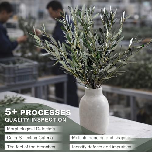 Bailikang 8PCS Premium Artificial Olive Branches for Vases - Realistic PU & Silk Faux Greenery Stems, 3 Sizes, Bendable Wire Stems, Low Maintenance Home/Office/Holiday Decor(No Vase - Image 4