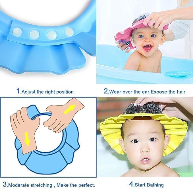 click2shop Soft Adjustable Visor Hat | Safe Shampoo Shower Bathing Protection Cap for Toddlers, Babies & Kids | Comfortable Bath Cap for Children’s Hair Wash - Image 3