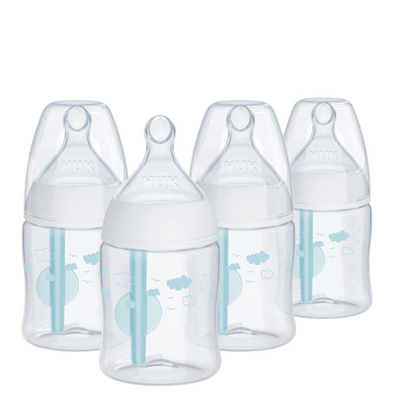 NUK Smooth Flow Pro Anti Colic Baby Bottle - Easy to Assemble and Clean & Reduces Newborn Spit-up & Gas, 5oz, 4-Pack, Neutral - Image 1