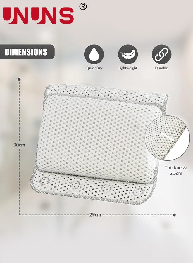 UNUNS Bathtub Pillow,Bath Pillow Non Slip Spa Bathtub Head & Neck Rest Support, Headrest with Soft 4D Mesh Fabric, Permeable Quick Drying Air Mesh Tub Pillow with 8 Suction Cups, Soft & Relaxing,Grey - Image 3