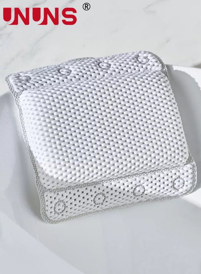 UNUNS Bathtub Pillow,Bath Pillow Non Slip Spa Bathtub Head & Neck Rest Support, Headrest with Soft 4D Mesh Fabric, Permeable Quick Drying Air Mesh Tub Pillow with 8 Suction Cups, Soft & Relaxing,Grey - Image 1