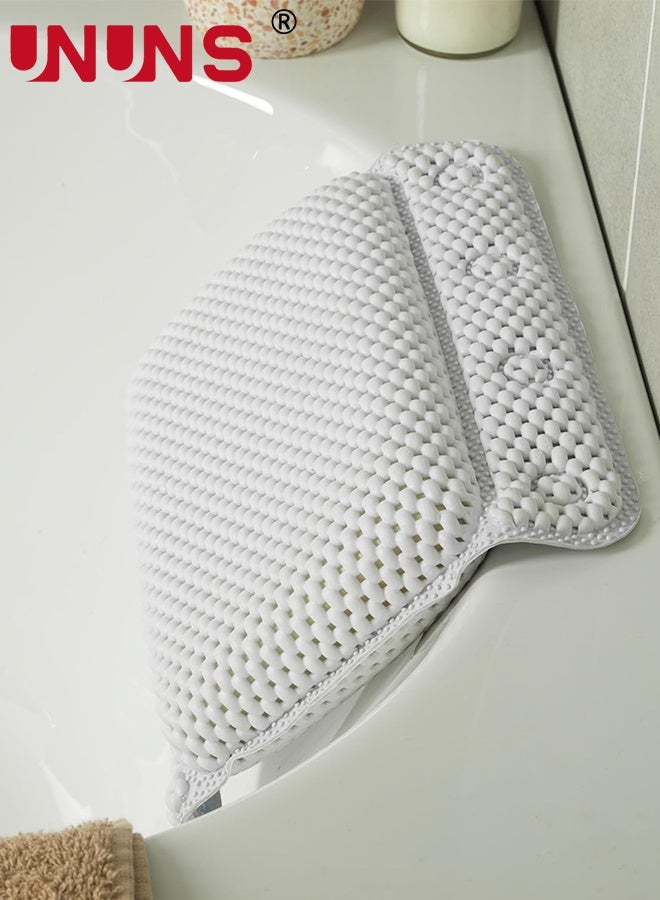 UNUNS Bathtub Pillow,Bath Pillow Non Slip Spa Bathtub Head & Neck Rest Support, Headrest with Soft 4D Mesh Fabric, Permeable Quick Drying Air Mesh Tub Pillow with 8 Suction Cups, Soft & Relaxing,Grey - Image 2