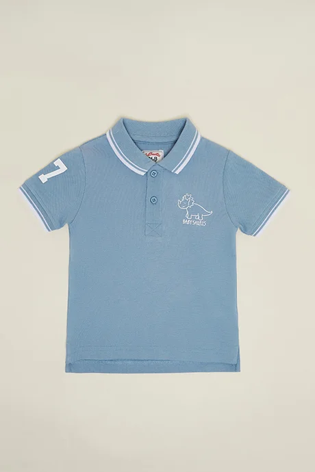 أر أند بي Print Detail Polo T-Shirt and Short Sleeves