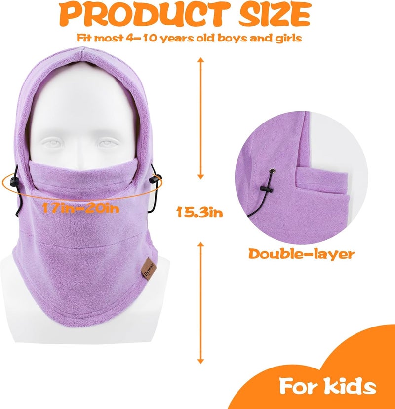 Dymex Kids Balaclava Windproof Ski Mask Hood Face Mask Neck Warmer - Purple - Image 5