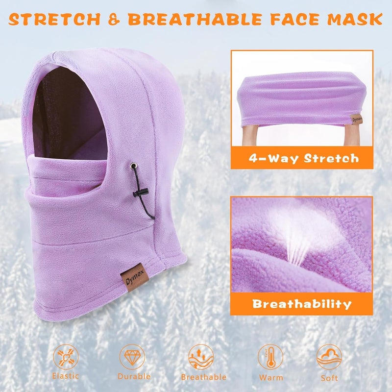 Dymex Kids Balaclava Windproof Ski Mask Hood Face Mask Neck Warmer - Purple - Image 2