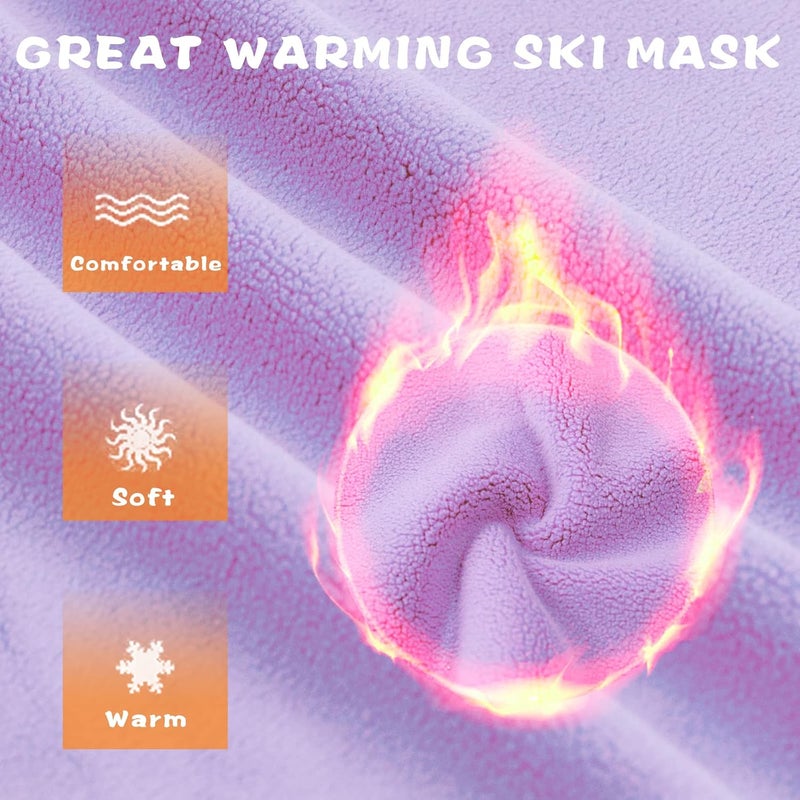 Dymex Kids Balaclava Windproof Ski Mask Hood Face Mask Neck Warmer - Purple - Image 3