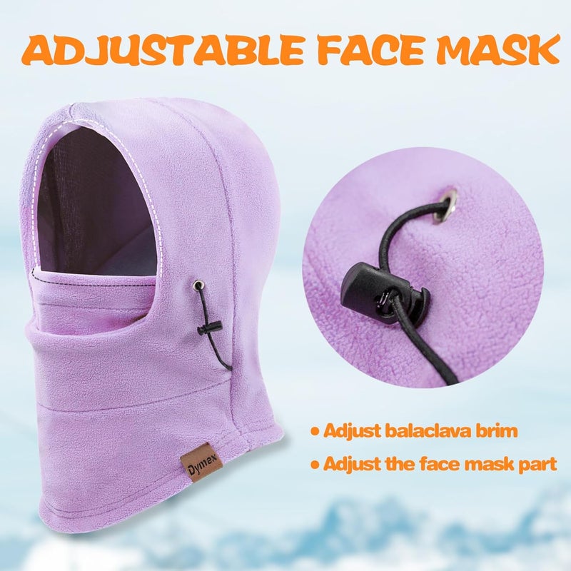 Dymex Kids Balaclava Windproof Ski Mask Hood Face Mask Neck Warmer - Purple - Image 4