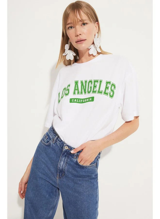 جون June Women Printed Tshirt White
