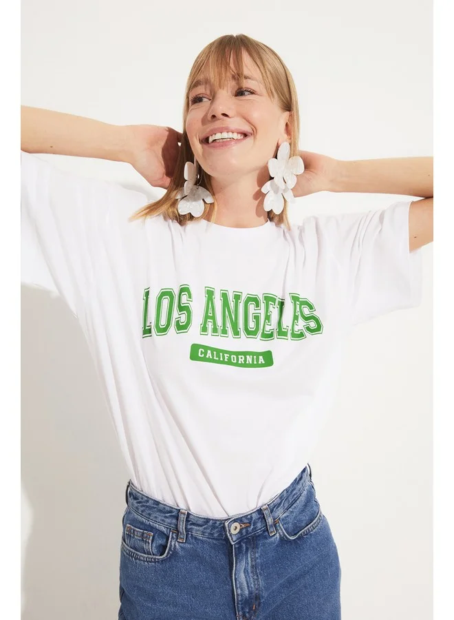جون June Women Printed Tshirt White
