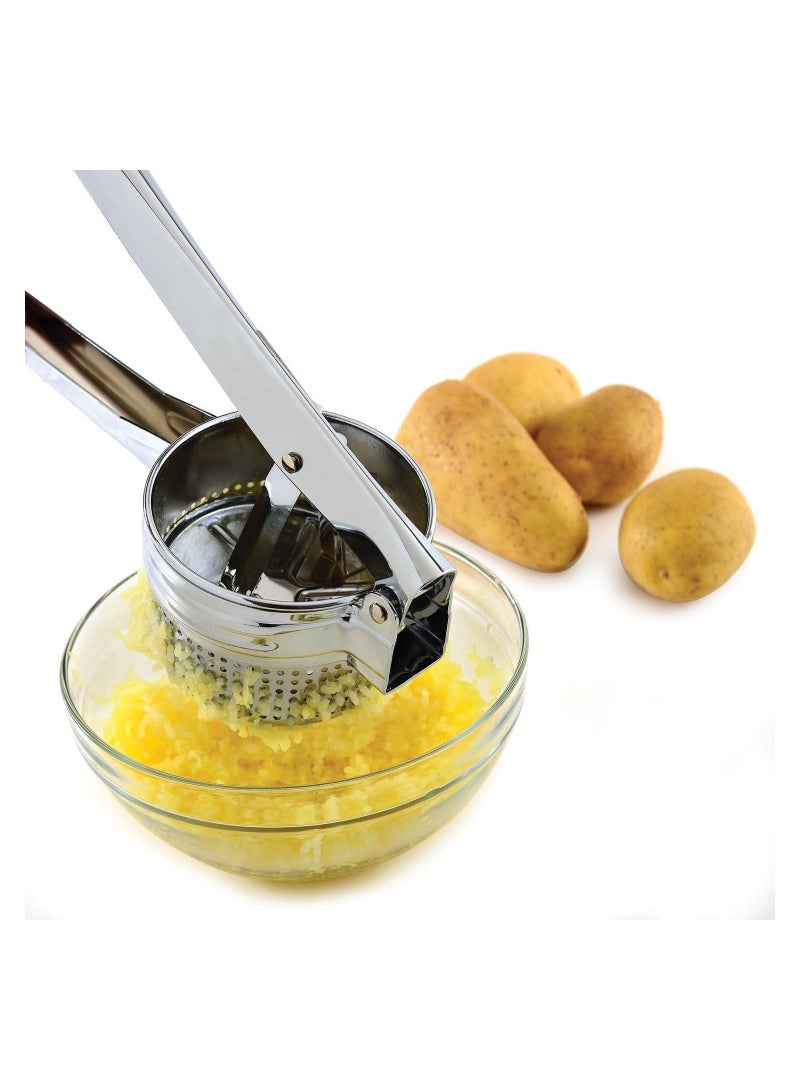 Potato Ricer Stainless Steel Masher - Ricer for Mashed Potatoes, Vegetables and Fruits - Ideal for Baby food, Mashing, Fruit Pulp, Boiled Vegetables, Fruits and Vegetable Juice - Image 1