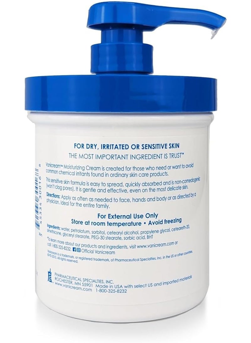 Vanicream Moisturizing Skin Cream with Pump Dispenser - 16 fl oz (1 lb) - Moisturizer Formulated Without Common Irritants for Those with Sensitive Skin