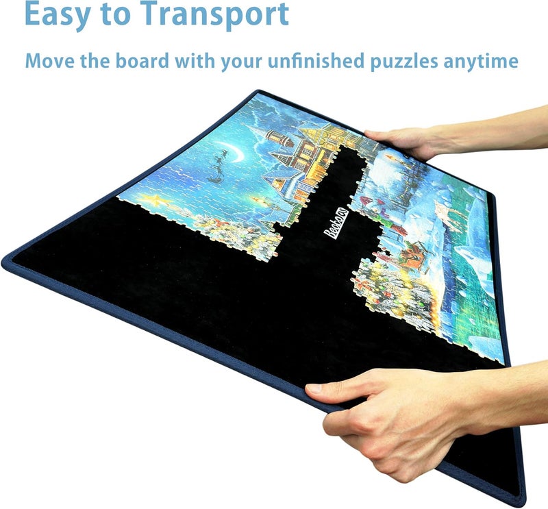 Becko US Jigsaw Puzzle Board Double-Sided Khaki & Black, Portable Puzzle Mat for Puzzles Storage Saver, Non-Slip Surface, for Jigsaw Puzzles Up to 1000 Pieces - Image 5