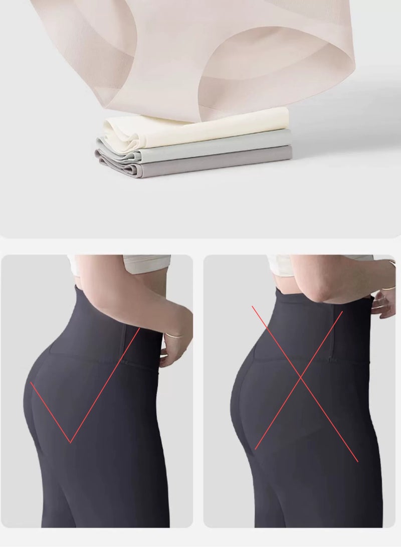 صنفينو 5 قطع/مجموعة سراويل داخلية نسائية من الحرير الجليدي لشد البطن بدون خصر من الحرير عالي الخصر للنساء - Image 4