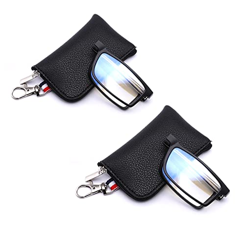 GOOSEN 2Pack Reading Glasses for Women Men Keychain Bags Compact Folding Readers Clear Lens Blue light Glasses Spring Hinge Black Black 25 x - Image 2