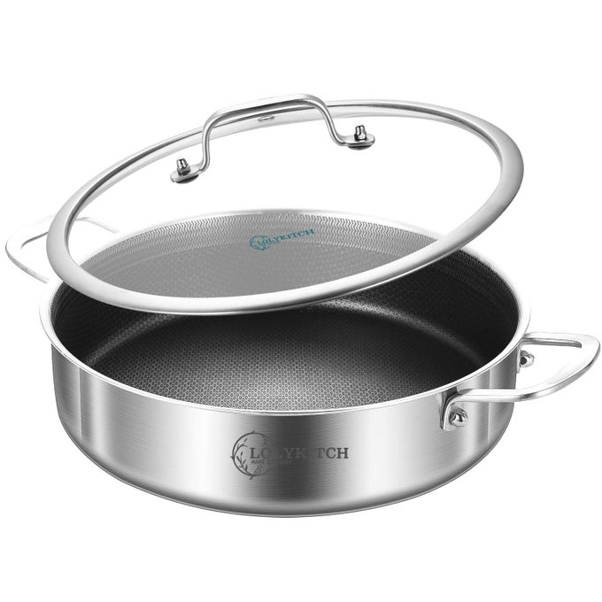 81012 INCH HYBRID TRIPLY STAINLESS STEEL NONSTICK FRYING PAN SET OF 3SKILLETSINDUCTION COOKING PANSPOTS AND PANS SETDISHWASHER AND OVEN SAFEDETACHABLE HANDLE