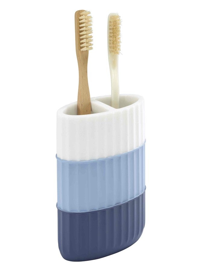 Izod - Bathroom Set, 2pc Countertop Accessories, Striped Resin Toothbrush Holder & Lotion Pump, Dorm Room Essentials (Clubhouse Collection, Blue) - Image 5