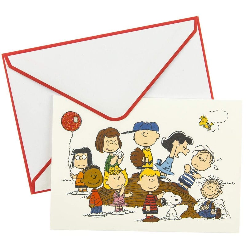 Graphique Peanuts Gang Boxed Notecards, 16 Peanuts Friends CardsEmbellished With Glitter, with Matching Envelopes and Storage Box, 3.25" x 4.75" - Image 3