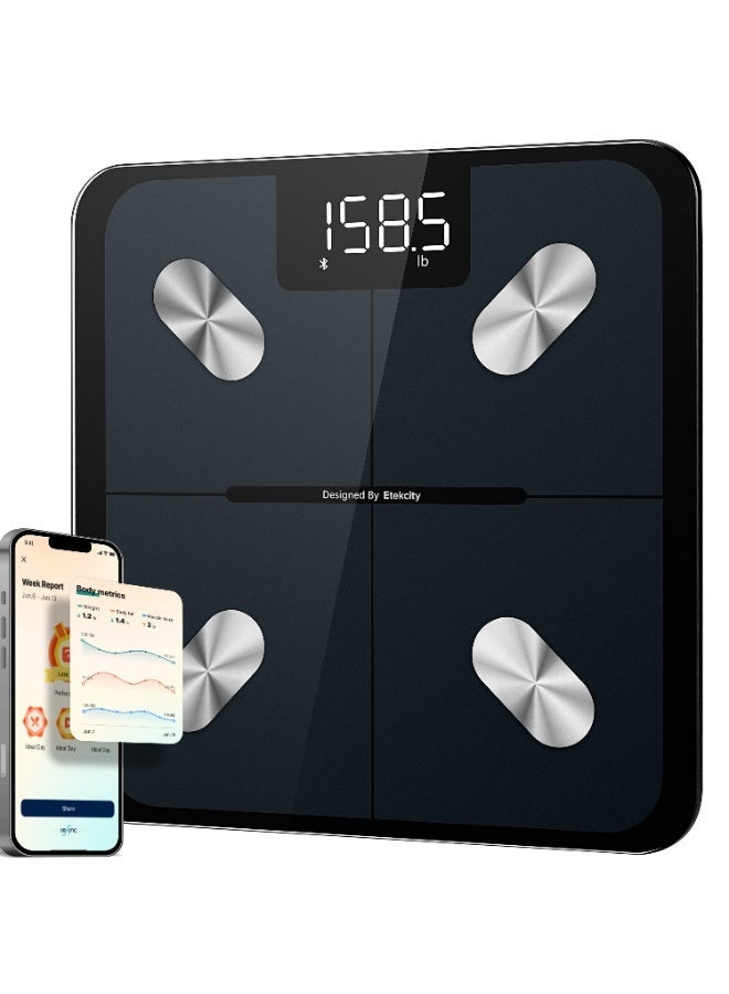 Etekcity Smart Scale For Body Weight And Fat, Digital Bathroom Scale Accurate To 0.05lb/0.02kg Weighing Machine For People's Muscle BMI, Bluetooth Electronic Body Composition Monitor - Image 1