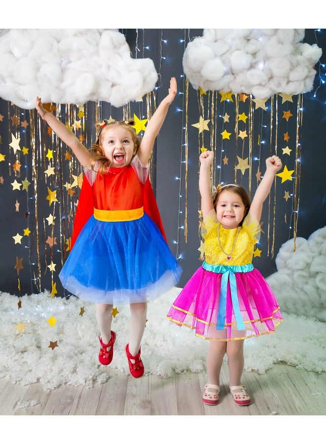 Jeowoqao Jeowoqao Girls Dress up Trunk Princess Set, 24Pcs Pretend Play Costume Set, Fairytale, Supergirl, Princess, Rainbow Girls Costume for Toddler/Little Girls Ages 3 4 5 6 Years - Image 2