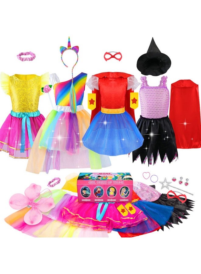 Jeowoqao Jeowoqao Girls Dress up Trunk Princess Set, 24Pcs Pretend Play Costume Set, Fairytale, Supergirl, Princess, Rainbow Girls Costume for Toddler/Little Girls Ages 3 4 5 6 Years - Image 1