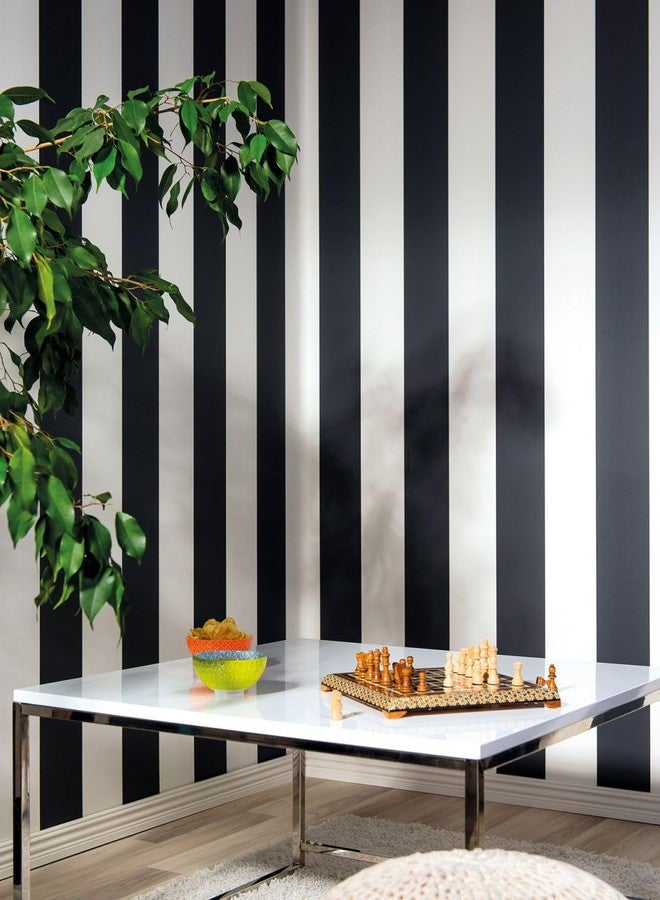 Erfoni Stripe Peel and Stick Wallpaper Black and White Contact Paper Stripe Self Adhesive Wallpaper Modern DIY Wallpaper Removable Contact Paper for Cabinets Aceent Wall Decor Vinyl Roll 17.7"x118" - Image 3