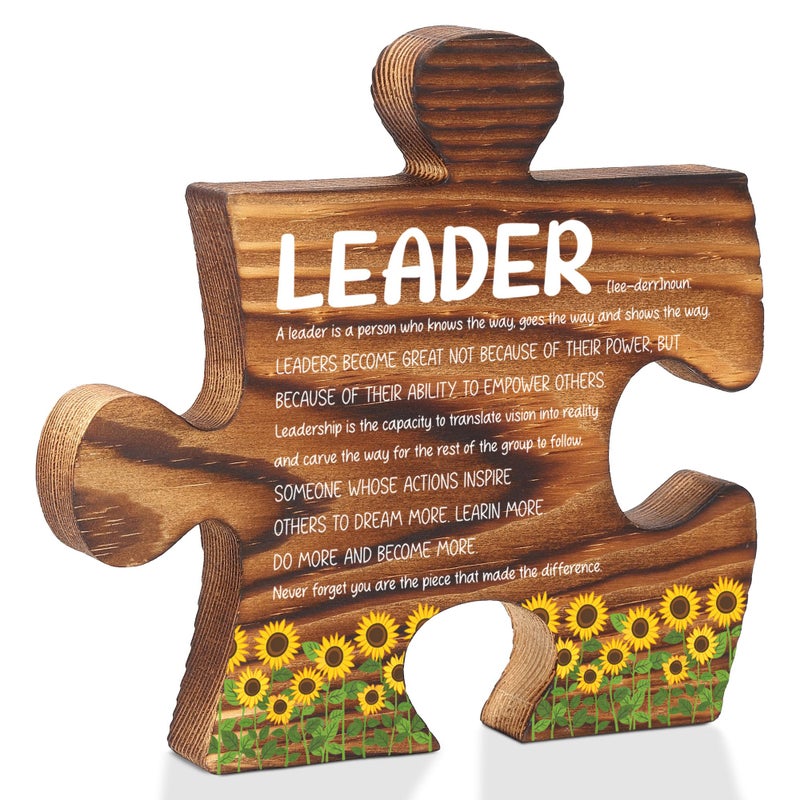 FTONENI Leader Wood Puzzle Desk Decor Sign - FSE386 - Image 1