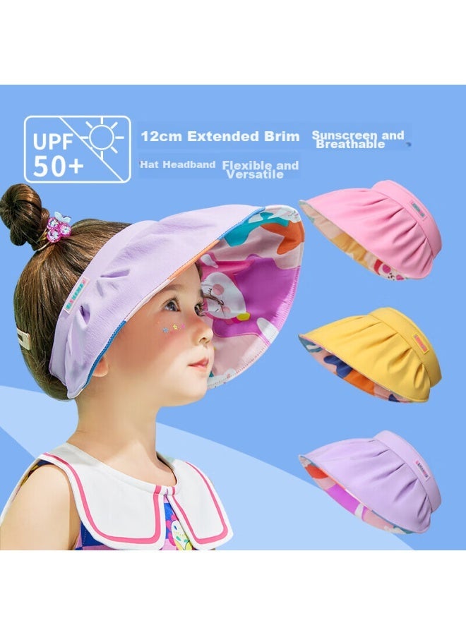 Lemonkid Children's Sun Hat, Soft Brim Visor Shell Hat, Girls' Sun Protection Hat, Ginkgo Yellow Unicorn, Size M - Image 2