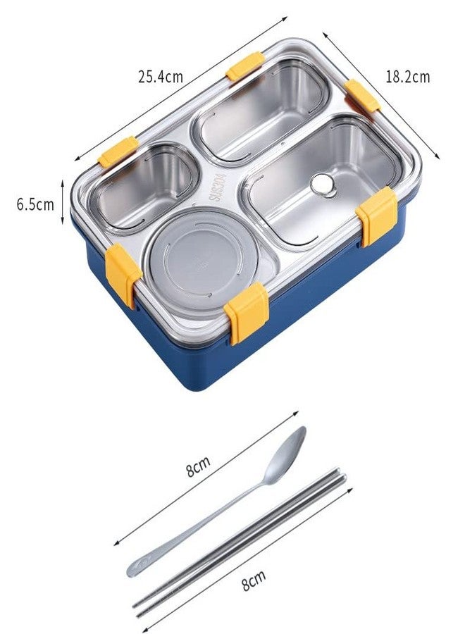 OANGO Lunch Box for Kids Leak Proof Lunch Box Stainless Steel Lunch Boxes with Removable Inner Plate Reusable Safe Food Containers for Adults and Kids (Multicolor) (Steel 4 Compartment) - Image 4