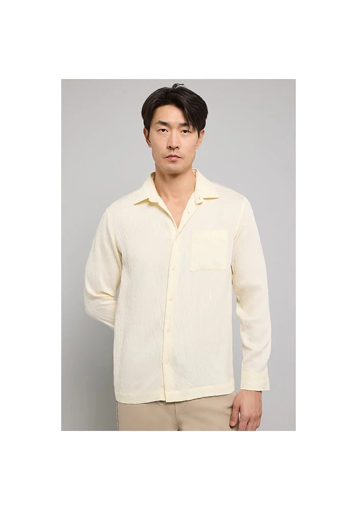 R&b Crinkled Shirt with Classic Collar and Long Sleeves