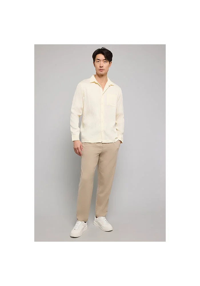 R&b Crinkled Shirt with Classic Collar and Long Sleeves