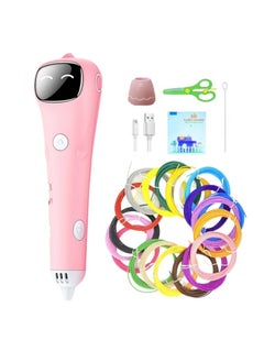 XiuWoo 3D Printing Pen Set, 1.75 mm PCL Filament, 20 colors, scissors, Smart Voice Prompts, Low Temperature, dredging needle, pen holder, USB Included, sketchbook, Pink  - Image 1