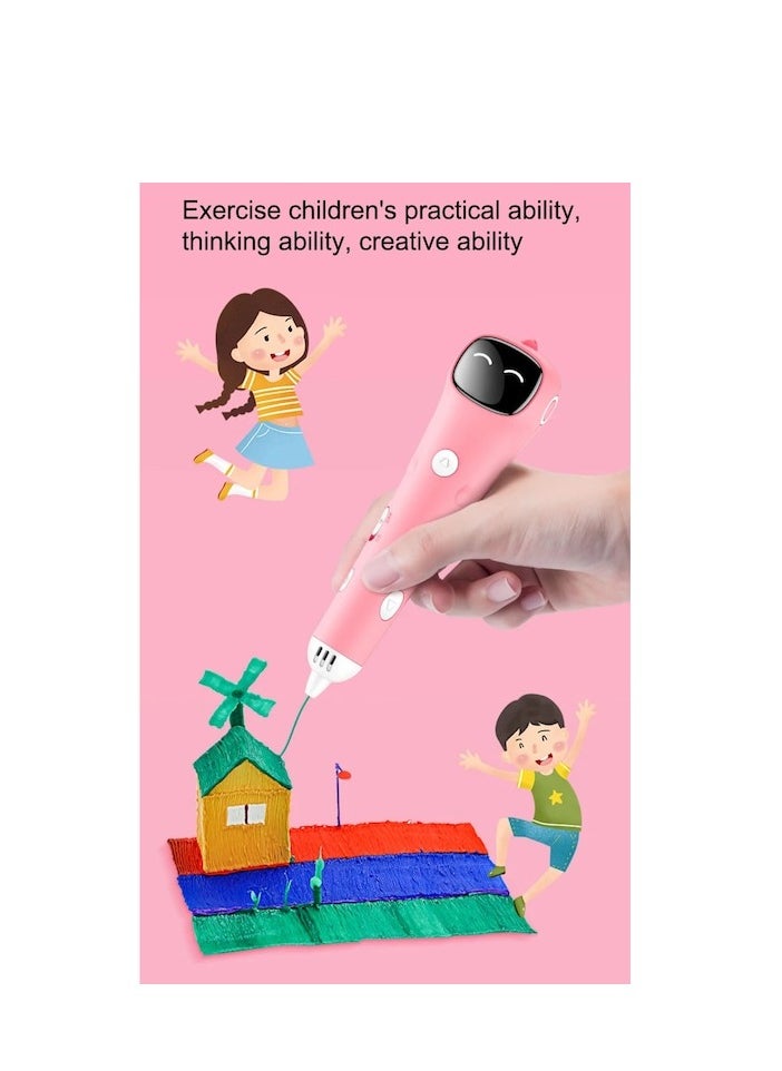 XiuWoo - 3D Printing Pen Set, 1.75 mm PCL Filament, 20 colors, scissors, Smart Voice Prompts, Low Temperature, dredging needle, pen holder, USB Included, sketchbook, Pink - Image 1