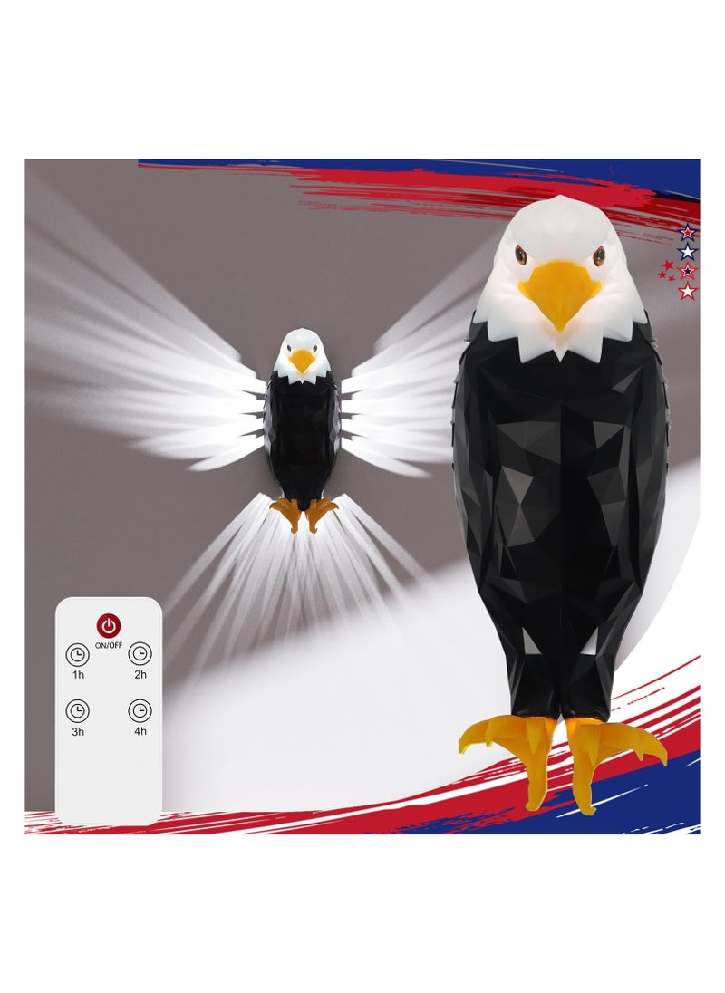 Eagle - Bald Eagle Wall Light, American Freedom Led Animal Wall Light, Eagle Bird Shadow Night Lamp, USB Charging, with Remote Controls, Wall Decoration Light for Bedrooms, Stairway, Hallway, Bar - Image 1
