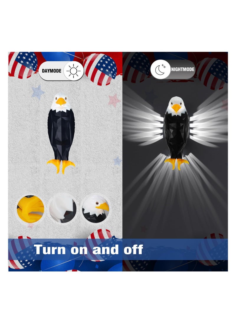 Eagle - Bald Eagle Wall Light, American Freedom Led Animal Wall Light, Eagle Bird Shadow Night Lamp, USB Charging, with Remote Controls, Wall Decoration Light for Bedrooms, Stairway, Hallway, Bar - Image 1