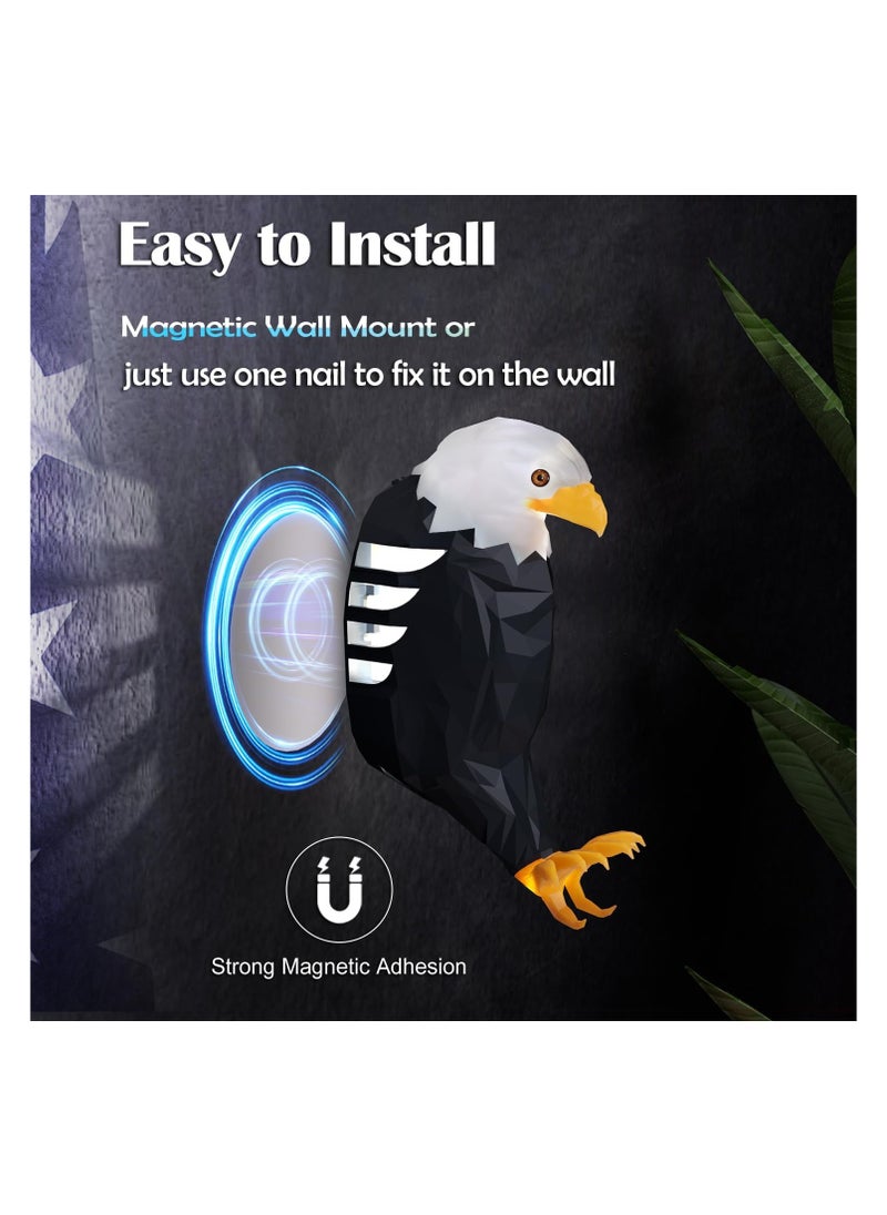 Eagle - Bald Eagle Wall Light, American Freedom Led Animal Wall Light, Eagle Bird Shadow Night Lamp, USB Charging, with Remote Controls, Wall Decoration Light for Bedrooms, Stairway, Hallway, Bar - Image 1