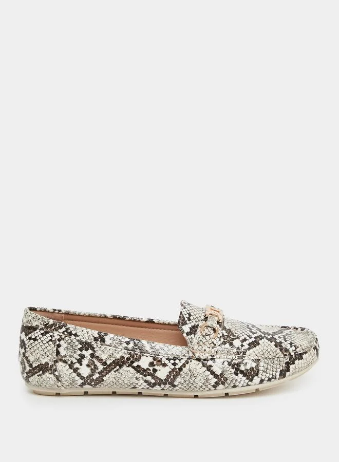 Styli Styli Casual Snake Print Buckle Detail Shoes