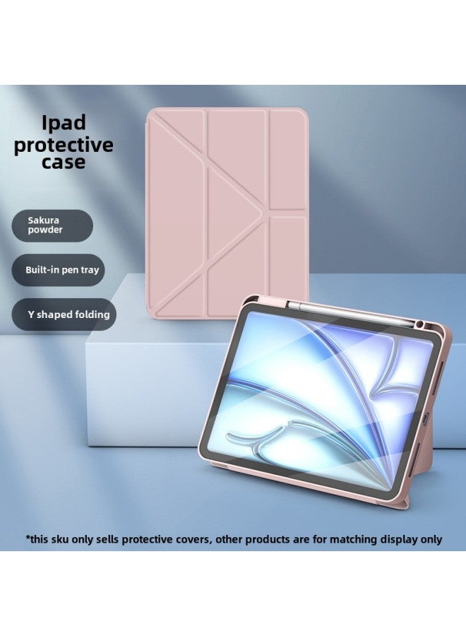 2024 IpadAir6 Protective Cover Pro11 Inch Acrylic Case 10 Generation With Pen Slot Y-type Anti-bending 10.2-Color:Light Pink-Applicable Models:Ipadair6【 11inch 】 - Image 1