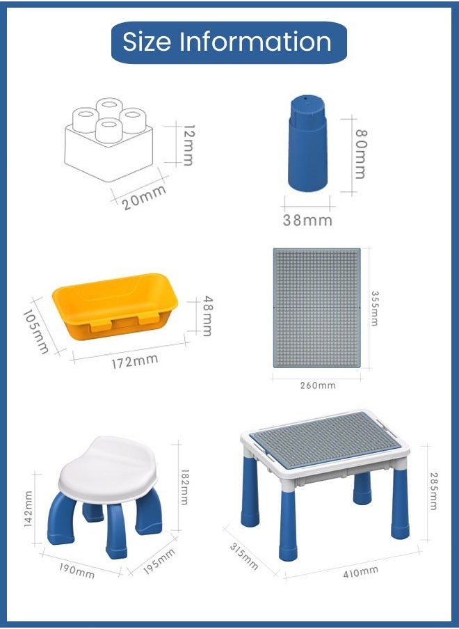 HQ-GAMING - 6 in 1 Building Blocks Table Kids Table Chair Set Multi-Functional Kids Activity Table with 4 Storage Box and 600 Blocks Educational Block Table Kids Learning Play Table Toys for Girls Boys Toddler - Image 1