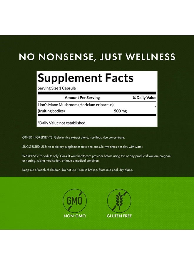 Swanson Premium Swanson Full Spectrum Lion's Mane Mushroom (SW1096, 500 Mg) - 60 Caps - Image 3