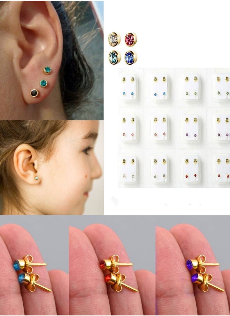 GoodBuy - Set of three sterelized medical small earings piercing for girls and babies - Image 1