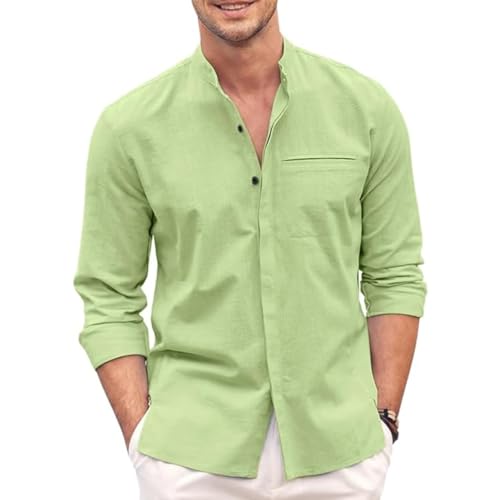 Bellstone Men's Solid Cotton Shirt | Casual | Plain | Full Sleeve | Summer-Regular Fit| Men Stylish Shirt | Everyday Formal Wear |Soft Breathable Fabric | Everyday Smart Casual Wear Light Green - Image 1