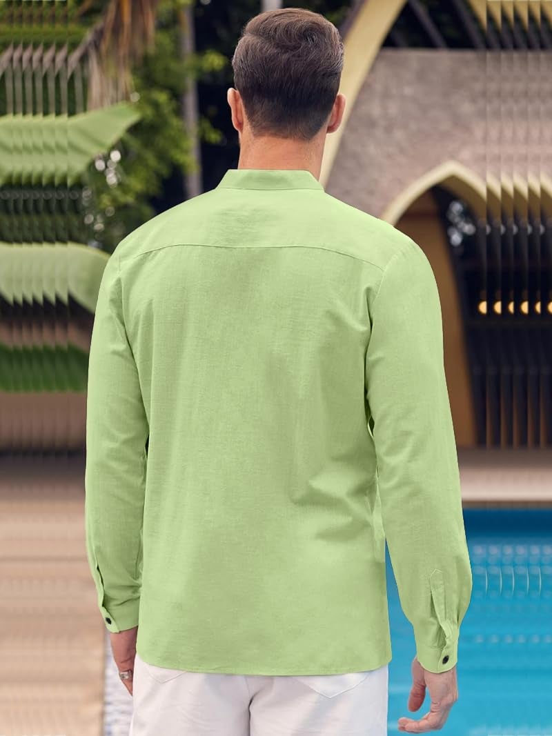 Bellstone Men's Solid Cotton Shirt | Casual | Plain | Full Sleeve | Summer-Regular Fit| Men Stylish Shirt | Everyday Formal Wear |Soft Breathable Fabric | Everyday Smart Casual Wear Light Green - Image 2
