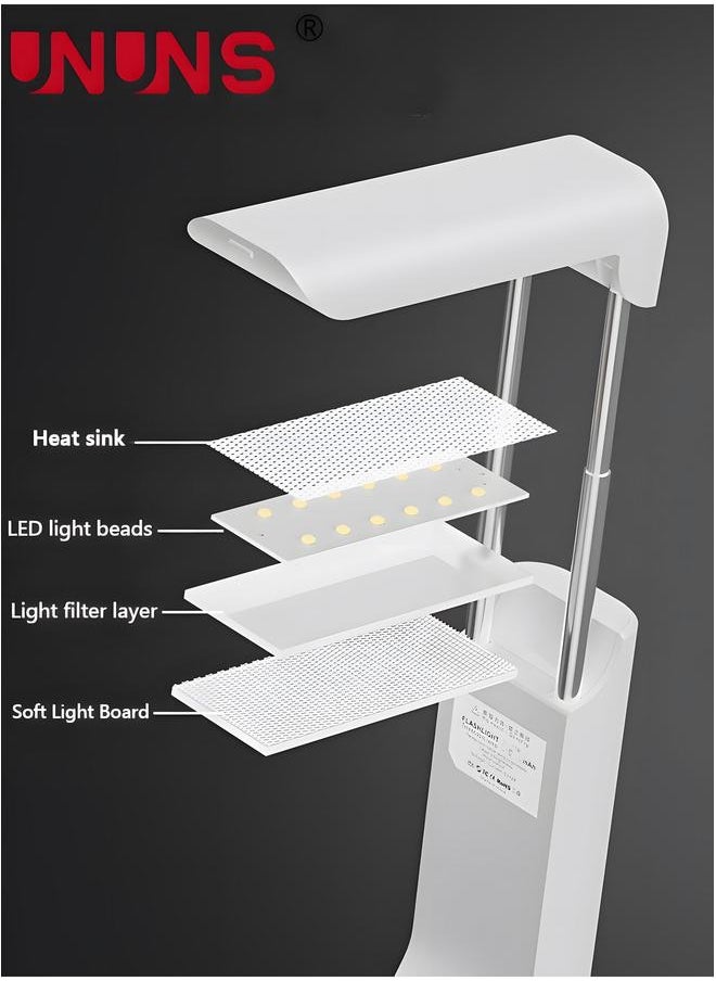 UNUNS LED Desk Table Lamp,2 In 1 Flashlight And Lamp With Phone Holder,USB Charging Port,3 Brightness,Adjustable Foldable Arms,Phone Charger,White  - Image 4