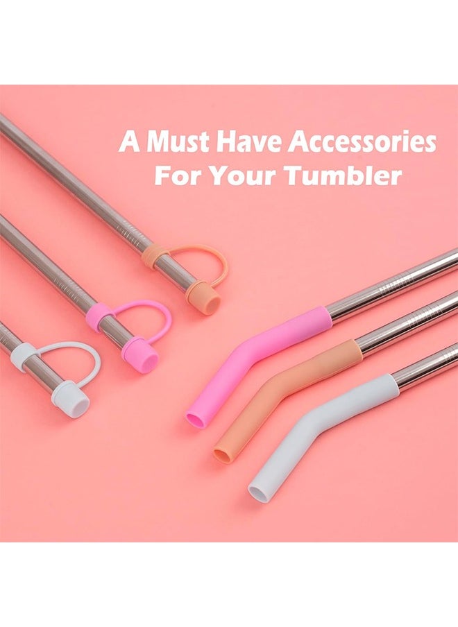 Beauenty 6 Straws with Cover for Stanley Tumbler, Reusable Stainless Steel Straws with Silicone Stoppers, Perfect for Stanley 40 oz Accessories (12 Inch 3 Straight and 3 Bent Straws Fit 40 oz)  - Image 4