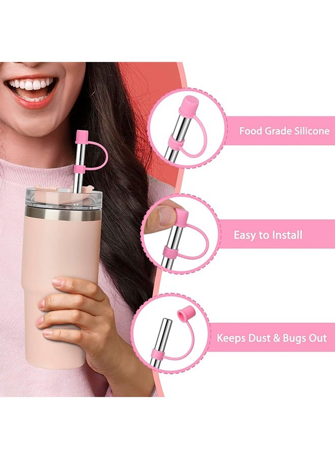 Beauenty 6 Straws with Cover for Stanley Tumbler, Reusable Stainless Steel Straws with Silicone Stoppers, Perfect for Stanley 40 oz Accessories (12 Inch 3 Straight and 3 Bent Straws Fit 40 oz)  - Image 5