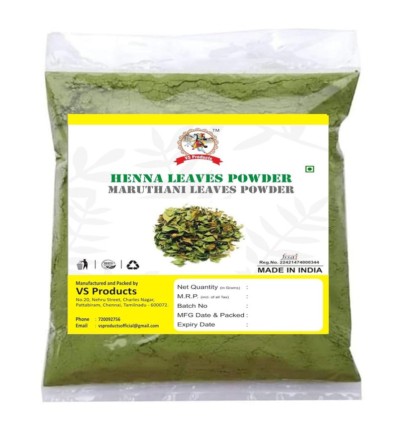 VS Products Henna Powder 550g Maruthani Leaf Gorintaku Mehandi Manjha Aivanam Powder pack of 5 x 100g pack of 1 x 50g - Image 1