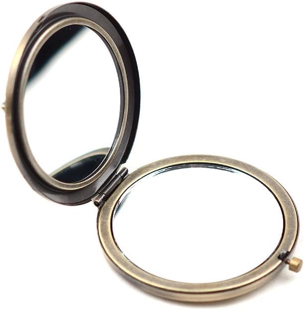 Sugalsu Vintage Foldable Mirror Metal Vanity Mirror Travel Mirror Makeup Mirror Pocket Mirror Double Sided Compact Cosmetic MirrorPack of 2 - Image 3