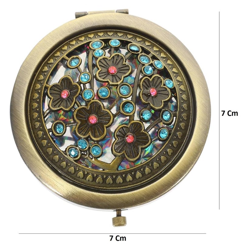 Sugalsu Vintage Foldable Mirror Metal Vanity Mirror Travel Mirror Makeup Mirror Pocket Mirror Double Sided Compact Cosmetic MirrorPack of 2 - Image 2
