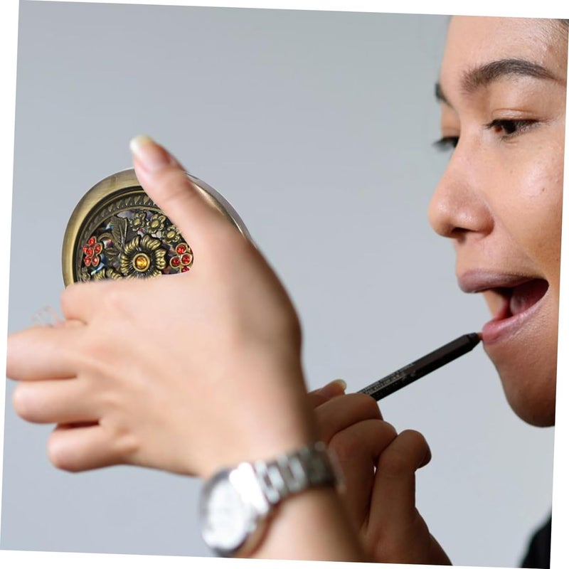Sugalsu Vintage Foldable Mirror Metal Vanity Mirror Travel Mirror Makeup Mirror Pocket Mirror Double Sided Compact Cosmetic MirrorPack of 2 - Image 5